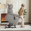 image:imageMCombo Power Lift Recliner Chair with Massage and Dual Heating Adjustable Headrest Extended Footrest for Elderly People Fabric R7605 Dark GreyMist Grey