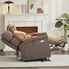 image:imageMCombo Power Lift Recliner Chair with Massage and Dual Heating Adjustable Headrest Extended Footrest for Elderly People Fabric R7605 Dark GreyMocha
