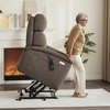 image:imageMCombo Power Lift Recliner Chair with Massage and Dual Heating Adjustable Headrest Extended Footrest for Elderly People Fabric R7605 Dark GreyMocha