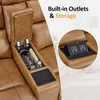 image:imageMCombo Power Reclining Loveseat with Console Zero Wall Hugger 626 Power Loveseat Recliner USB Charge Ports Outlet Cup Holders for RVs Small Spaces Faux Leather PR781 BattleshipCognac Tan