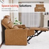 image:imageMCombo Power Reclining Loveseat with Console Zero Wall Hugger 626 Power Loveseat Recliner USB Charge Ports Outlet Cup Holders for RVs Small Spaces Faux Leather PR781 BattleshipCognac Tan