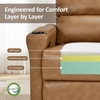 image:imageMCombo Power Reclining Loveseat with Console Zero Wall Hugger 626 Power Loveseat Recliner USB Charge Ports Outlet Cup Holders for RVs Small Spaces Faux Leather PR781 BattleshipCognac Tan