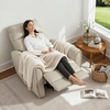 image:imageMCombo Power Small Recliners for Small Spaces Living Room RVs Modern Style Zero Wall Hugger Recliners Chair with Lumbar Support USBampCharging Ports FSC Certified Faux Leather PR699 Cognac BrownBeige