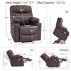 image:imageMCombo Small Power Lift Recliner Chair Sofa with Massage and Dual Heating Adjustable Headrest for Elderly People Petite USB Ports Faux Leather 7111 Dark BrownDark Coffee