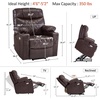image:imageMCombo Small Power Lift Recliner Chair Sofa with Massage and Dual Heating Adjustable Headrest for Elderly People Petite USB Ports Faux Leather 7111 Dark BrownDark Brown