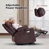 image:imageMCombo Small Power Lift Recliner Chair Sofa with Massage and Dual Heating Adjustable Headrest for Elderly People Petite USB Ports Faux Leather 7111 Dark BrownDark Brown