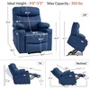 image:imageMCombo Small Power Lift Recliner Chair Sofa with Massage and Dual Heating Adjustable Headrest for Elderly People Petite USB Ports Faux Leather 7111 Dark BrownBlue