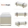 image:imageMCombo Storage Ottoman Bench Faux Leather Upholstered End of Bed Bench with Hidden Storage for Bedroom Living Room Entryway W463 BrownBeige