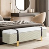 image:imageMCombo Storage Ottoman Bench Faux Leather Upholstered End of Bed Bench with Hidden Storage for Bedroom Living Room Entryway W463 BrownBeige