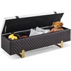 image:imageMCombo Storage Ottoman Bench Faux Leather Upholstered End of Bed Bench with Hidden Storage for Bedroom Living Room Entryway W463 BrownBrown