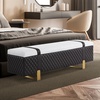 image:imageMCombo Storage Ottoman Bench Faux Leather Upholstered End of Bed Bench with Hidden Storage for Bedroom Living Room Entryway W463 BrownBrown