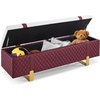 image:imageMCombo Storage Ottoman Bench Faux Leather Upholstered End of Bed Bench with Hidden Storage for Bedroom Living Room Entryway W463 BrownBurgundy