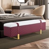 image:imageMCombo Storage Ottoman Bench Faux Leather Upholstered End of Bed Bench with Hidden Storage for Bedroom Living Room Entryway W463 BrownBurgundy