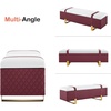 image:imageMCombo Storage Ottoman Bench Faux Leather Upholstered End of Bed Bench with Hidden Storage for Bedroom Living Room Entryway W463 BrownBurgundy