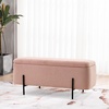 image:imageMCombo Storage Ottoman Bench Teddy Fabric Upholstered Footstool with Storage Space Bed End Bench for Bedroom Living Room Entryway W709 PinkPink