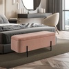 image:imageMCombo Storage Ottoman Bench Teddy Fabric Upholstered Footstool with Storage Space Bed End Bench for Bedroom Living Room Entryway W709 PinkPink