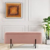 image:imageMCombo Storage Ottoman Bench Teddy Fabric Upholstered Footstool with Storage Space Bed End Bench for Bedroom Living Room Entryway W709 PinkPink