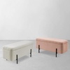 image:imageMCombo Storage Ottoman Bench Teddy Fabric Upholstered Footstool with Storage Space Bed End Bench for Bedroom Living Room Entryway W709 PinkPink