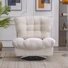 image:imageMCombo Swivel Accent Chair Modern Tufted Upholstered Armless Chairs Wide Seat Single Sofa Chair for Living Room Bedroom Nursery Room LW753 Cream WhiteCream White