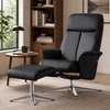 image:imageMCombo Swivel Recliner Chair with Ottoman 360 Faux Leather Lounge Chair with Adjustable Backrest Manual Reclining Chair with Footrest for Small Spaces Living Room Bedroom Office 4603 Dark GreyBlack