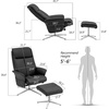 image:imageMCombo Swivel Recliner Chair with Ottoman 360 Faux Leather Lounge Chair with Adjustable Backrest Manual Reclining Chair with Footrest for Small Spaces Living Room Bedroom Office 4603 Dark GreyBlack