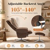 image:imageMCombo Swivel Recliner Chair with Ottoman 360 Faux Leather Lounge Chair with Adjustable Backrest Manual Reclining Chair with Footrest for Small Spaces Living Room Bedroom Office 4603 Dark GreyBrown