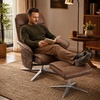 image:imageMCombo Swivel Recliner Chair with Ottoman 360 Faux Leather Lounge Chair with Adjustable Backrest Manual Reclining Chair with Footrest for Small Spaces Living Room Bedroom Office 4603 Dark GreyBrown