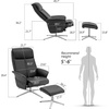 image:imageMCombo Swivel Recliner Chair with Ottoman 360 Faux Leather Lounge Chair with Adjustable Backrest Manual Reclining Chair with Footrest for Small Spaces Living Room Bedroom Office 4603 Dark GreyDark Grey