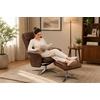 image:imageMCombo Swivel Recliner Chair with Ottoman 360 Faux Leather Lounge Chair with Adjustable Backrest Manual Reclining Chair with Footrest for Small Spaces Living Room Bedroom Office 4603 Dark GreyBrown