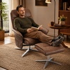 image:imageMCombo Swivel Recliner Chair with Ottoman 360 Faux Leather Lounge Chair with Adjustable Backrest Manual Reclining Chair with Footrest for Small Spaces Living Room Bedroom Office 4603 Dark GreyBrown