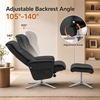 image:imageMCombo Swivel Recliner Chair with Ottoman 360 Faux Leather Lounge Chair with Adjustable Backrest Manual Reclining Chair with Footrest for Small Spaces Living Room Bedroom Office 4603 Dark GreyBlack