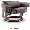 image:imageMCombo Swivel Recliner with Ottoman Chair TV Chair Sets with Vibration Massage for Small Space Living Room Bedroom 9096 9099 Faux Leather Dark BrownDark Brown