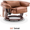 image:imageMCombo Swivel Recliner with Ottoman Chair TV Chair Sets with Vibration Massage for Small Space Living Room Bedroom 9096 9099 Faux Leather Dark BrownSaddle