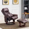 image:imageMCombo Swivel Recliner with Ottoman Faux Leather TV Chair with Vibration Massage Ideal for RV Small Space Living Room amp Bedroom 4999 Faux Leather BurgundyDark Brown