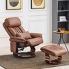 image:imageMCombo Swivel Recliner with Ottoman Faux Leather TV Chair with Vibration Massage Ideal for RV Small Space Living Room amp Bedroom 4999 Faux Leather BurgundySaddle