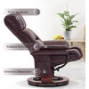image:imageMCombo Swivel Recliners with Ottoman Reclining TV Chairs with Vibration Massage Faux Leather Ergonomic Lounge Chair for Living Room Bedroom 4832 Dark Brown