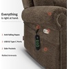 image:imageMCombo Triple Motor Power Lift Recliner Chair with Massage and Lumbarampseat Heating Rolled Arms Adjustable Headrest for Elderly People Fabric 7888 Coffee MediumCoffee