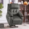 image:imageMCombo Triple Motor Power Lift Recliner with Massage and Heat Electric Recliner Chair for Elderly People Adjustable Headrest Infinite Position Cup HoldersUSB Ports Fabric 7661Navy Blue MediumGrey