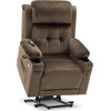 image:imageMCombo Triple Motor Power Lift Recliner with Massage and Heat Electric Recliner Chair for Elderly People Adjustable Headrest Infinite Position Cup HoldersUSB Ports Fabric 7661Navy Blue MediumBrown