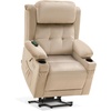 image:imageMCombo Triple Motor Power Lift Recliner with Massage and Heat Electric Recliner Chair for Elderly People Adjustable Headrest Infinite Position Cup HoldersUSB Ports Fabric 7661Navy Blue MediumBeige