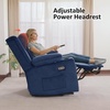 image:imageMCombo Triple Motor Power Lift Recliner with Massage and Heat Electric Recliner Chair for Elderly People Adjustable Headrest Infinite Position Cup HoldersUSB Ports Fabric 7661Navy Blue MediumNavy Blue