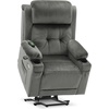 image:imageMCombo Triple Motor Power Lift Recliner with Massage and Heat Electric Recliner Chair for Elderly People Adjustable Headrest Infinite Position Cup HoldersUSB Ports Fabric 7661Navy Blue MediumGrey
