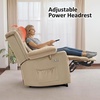 image:imageMCombo Triple Motor Power Lift Recliner with Massage and Heat Electric Recliner Chair for Elderly People Adjustable Headrest Infinite Position Cup HoldersUSB Ports Fabric 7661Navy Blue MediumBeige