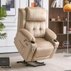 image:imageMCombo Triple Motor Power Lift Recliner with Massage and Heat Electric Recliner Chair for Elderly People Adjustable Headrest Infinite Position Cup HoldersUSB Ports Fabric 7661Navy Blue MediumBeige
