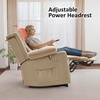 image:imageMCombo Triple Motor Power Lift Recliner with Massage and Heat Electric Recliner Chair for Elderly People Adjustable Headrest Infinite Position Cup HoldersUSB Ports Fabric 7661Navy Blue MediumBeige