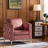 image:imageMCombo Velvet Accent Chair Tufted Barrel Armchair Upholstered Single Sofa for Small Spaces Living Room Office Reception Fabric 4066 Pink