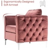 image:imageMCombo Velvet Accent Chair Tufted Barrel Armchair Upholstered Single Sofa for Small Spaces Living Room Office Reception Fabric 4066 Pink