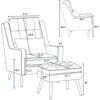 image:imageMCombo Velvet Accent Chair with Ottoman Modern Armchair for Small Space Living Room Office Reception Fabric 4278 Dark GreyBlue