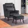 image:imageMCombo Velvet Accent Chair with Ottoman Modern Armchair for Small Space Living Room Office Reception Fabric 4278 Dark GreyGrey