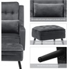 image:imageMCombo Velvet Accent Chair with Ottoman Modern Armchair for Small Space Living Room Office Reception Fabric 4278 Dark GreyGrey